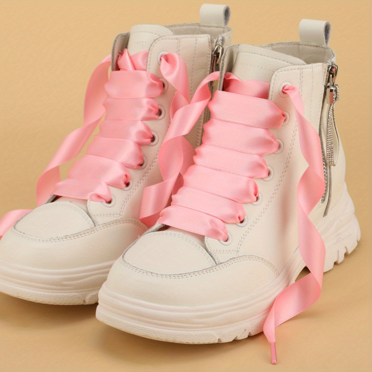 Pink shoes store with ribbon laces