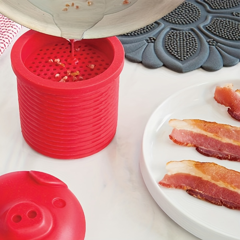 Silicone Bacon Grease Container With Strainer,keeper For Storing Frying Oil  And Cooking Grease,family Friendly Kitchen Tools, Fun & Functional Silicone Grease  Container - Temu Bulgaria