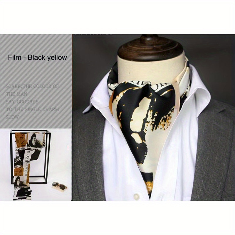 Trendy Men's Scarves British Retro Suit Shirt Twill Scarf Printed Double-layer Business Scarf Unisex  Wraps details 16