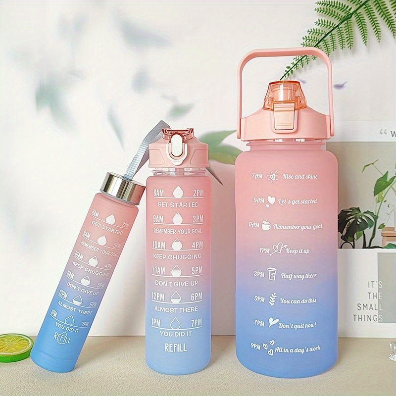 Leakproof Gradient Color Water Bottle With Time Mark And - Temu