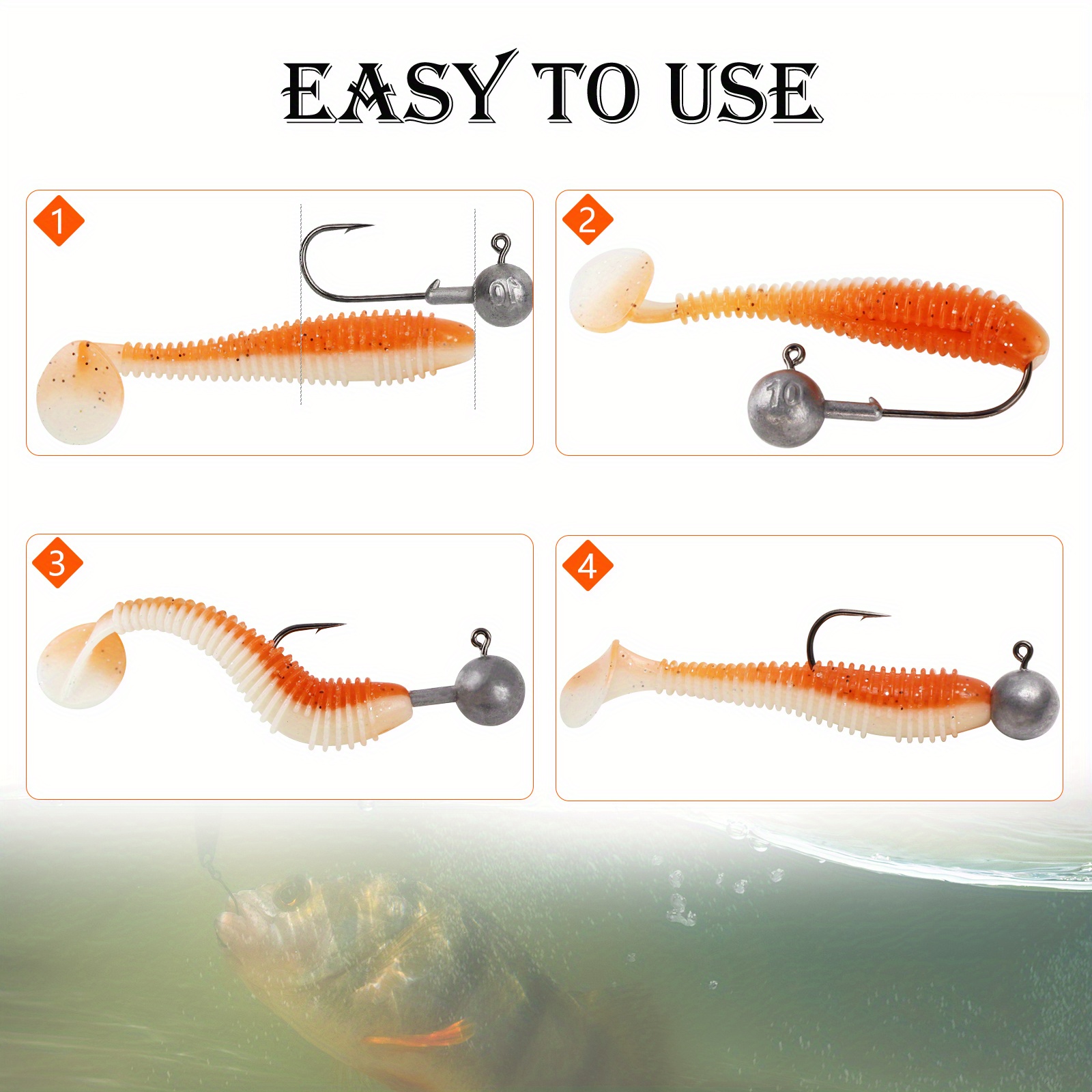 Tiny Fishing Hooks Set With Unpainted Crappie Jig Heads, Worm