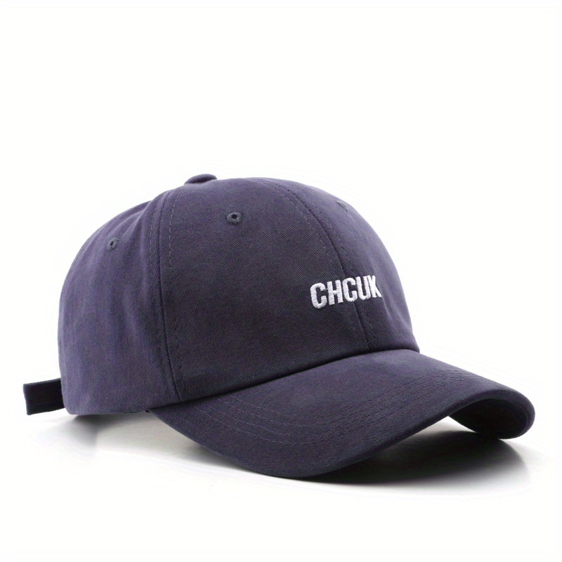 CHCUK Embroidery Cotton Baseball Cap Unisex Solid Block Couple Sun Hat