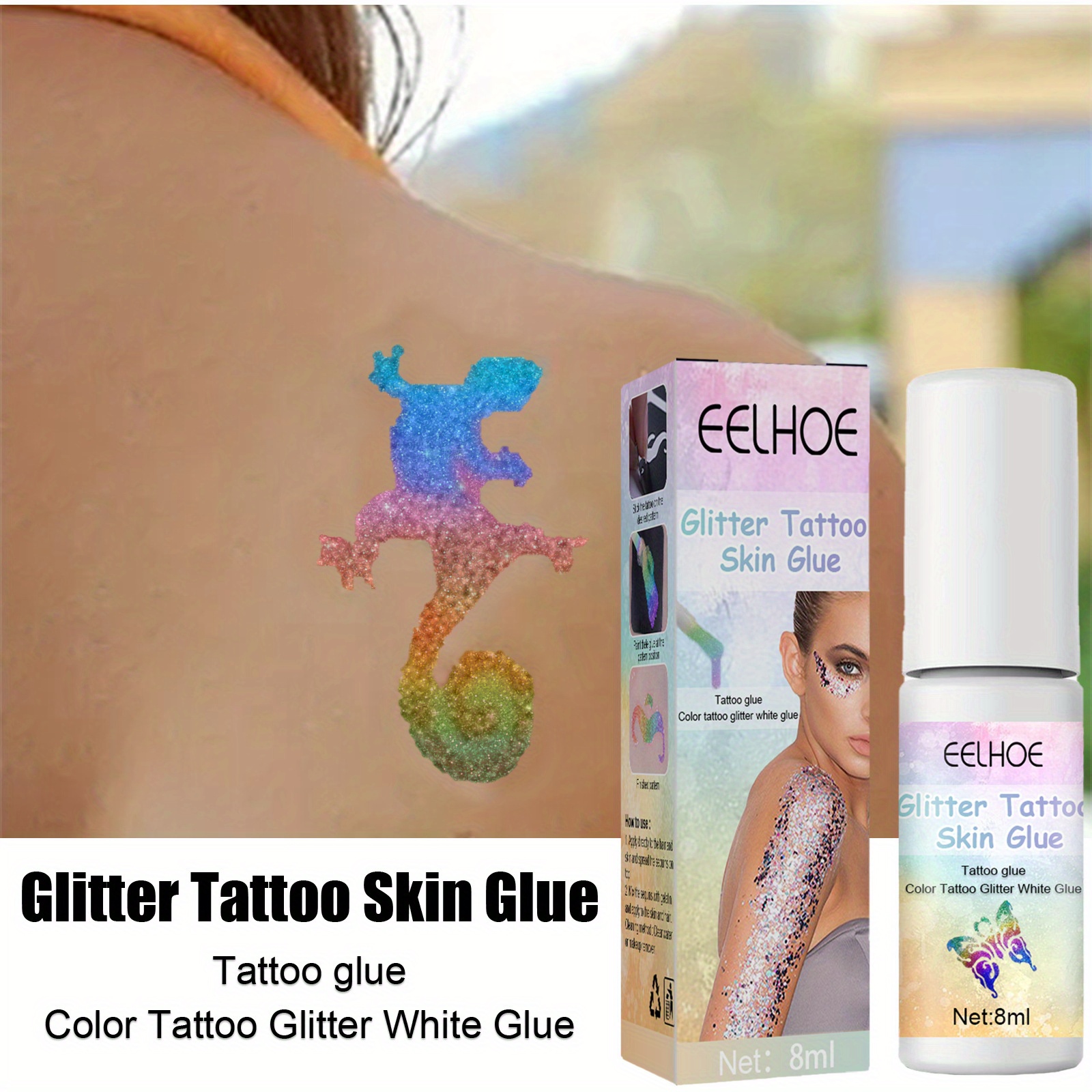 Crystal Face Roller Glitter Tattoo Skin Glue Face Body Skin - Temu