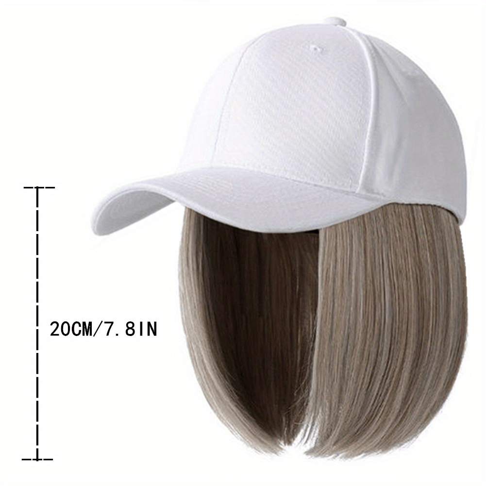 Hat Wigs Short Straight Bob Wigs Baseball Adjustable Hat - Temu