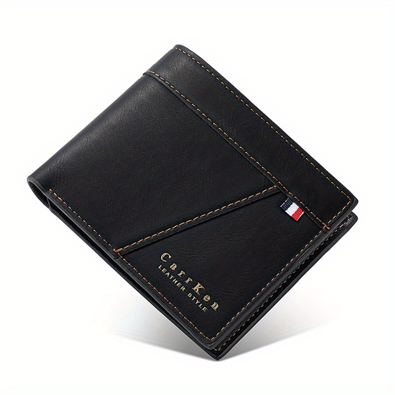 CarrKen Men's Short PU Leather Wallet with Money Clip