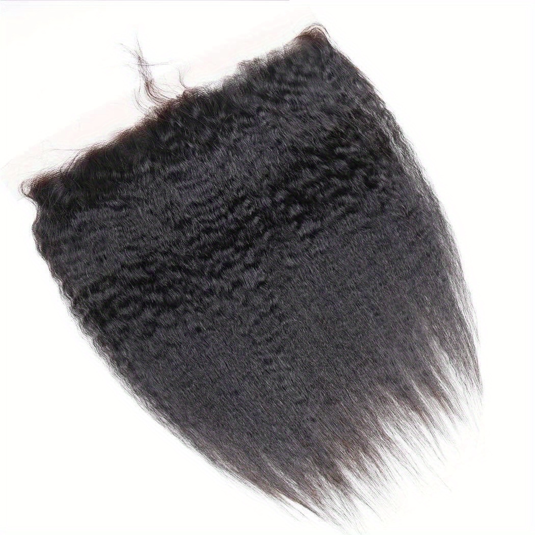 Unprocessed Italian Coarse Yaki Straight 13x4 Full Lace Frontal Closure Ear  To Ear Free Part Human Hair Extensions Afro Kinky Straight Top Lace Front