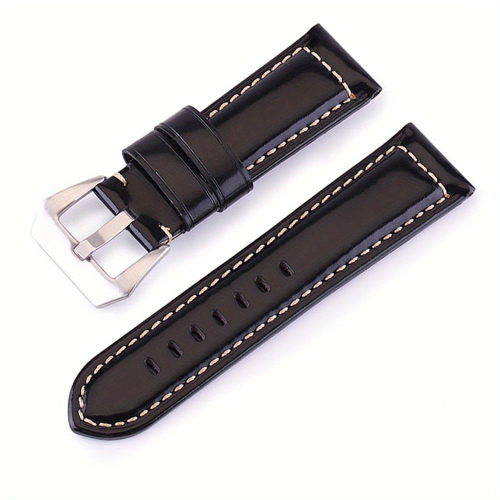 New Seiko Black Dial Leather Strap Men's Watch Vintage Crocodile
