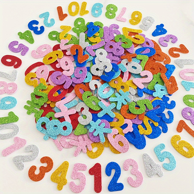 66pcs/set Numbers&Alphabet Glitter Foam Stickers Kindergarten