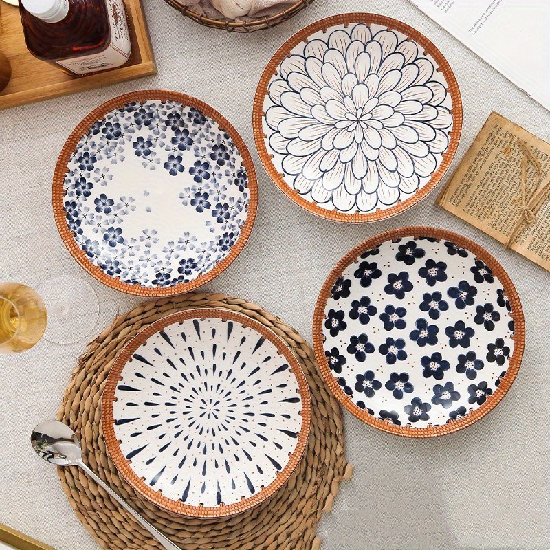 Rattan Pattern Dinnerware Set Pasta Plate Household Colorful - Temu