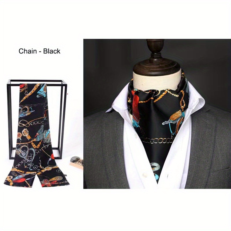 Trendy Men's Scarves British Retro Suit Shirt Twill Scarf Printed Double-layer Business Scarf Unisex  Wraps details 3