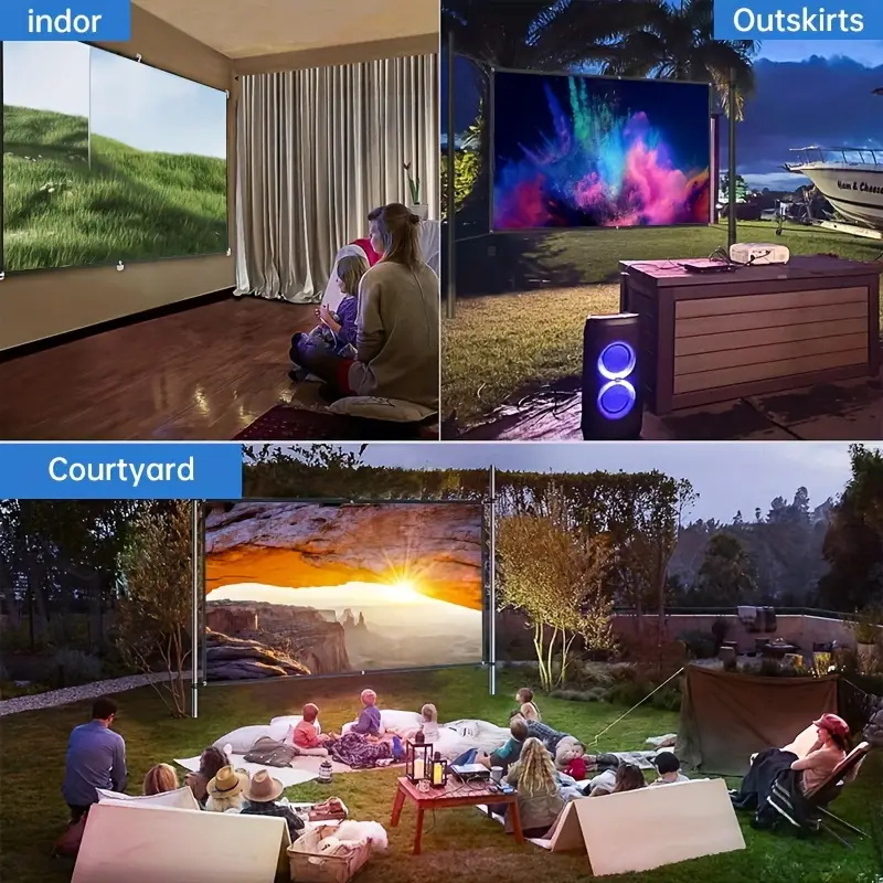 projector screen 60 inch outdoor indoor portable movie screen 4k 16 9 hd foldable anti wrinkle screen 160 viewing angle support front rear projection with cord for home theater outdoor details 1