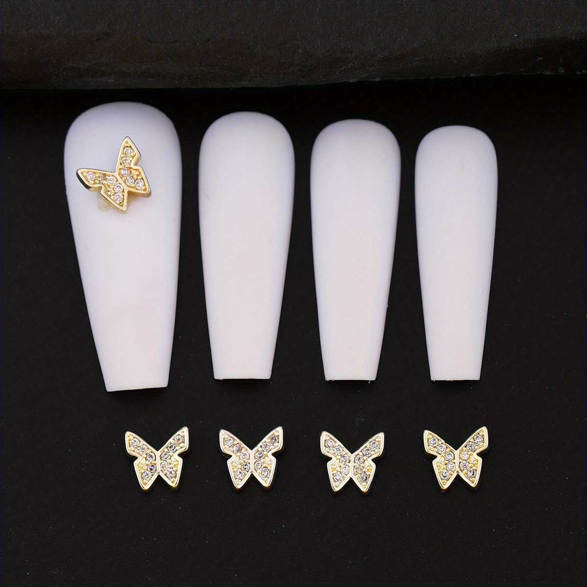 3d Butterfly Nail Charms Nails Butterflies Rhinestones Big - Temu