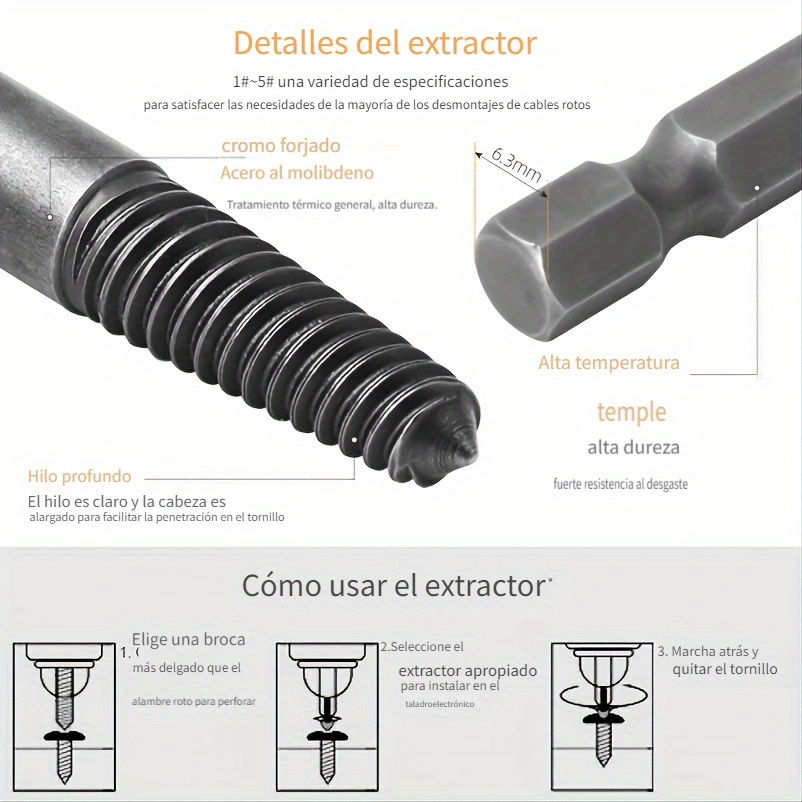 Extractor Tornillo Roto Rosca 5 Pcs – ELECTROIMPORTA
