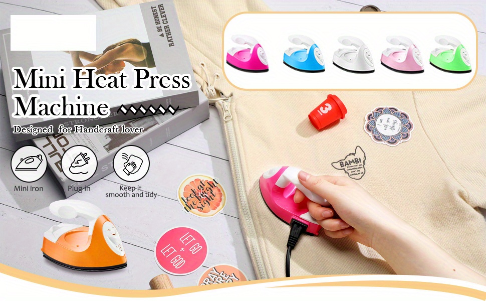  Mini Heat Press Machine Mini Electric Iron Portable Handy Heat  Press Mini Iron with Charging Base Accessories for Clothes DIY T-Shirts  Shoes Hats Small Heat Transfer Vinyl Projects (Pink) : Arts