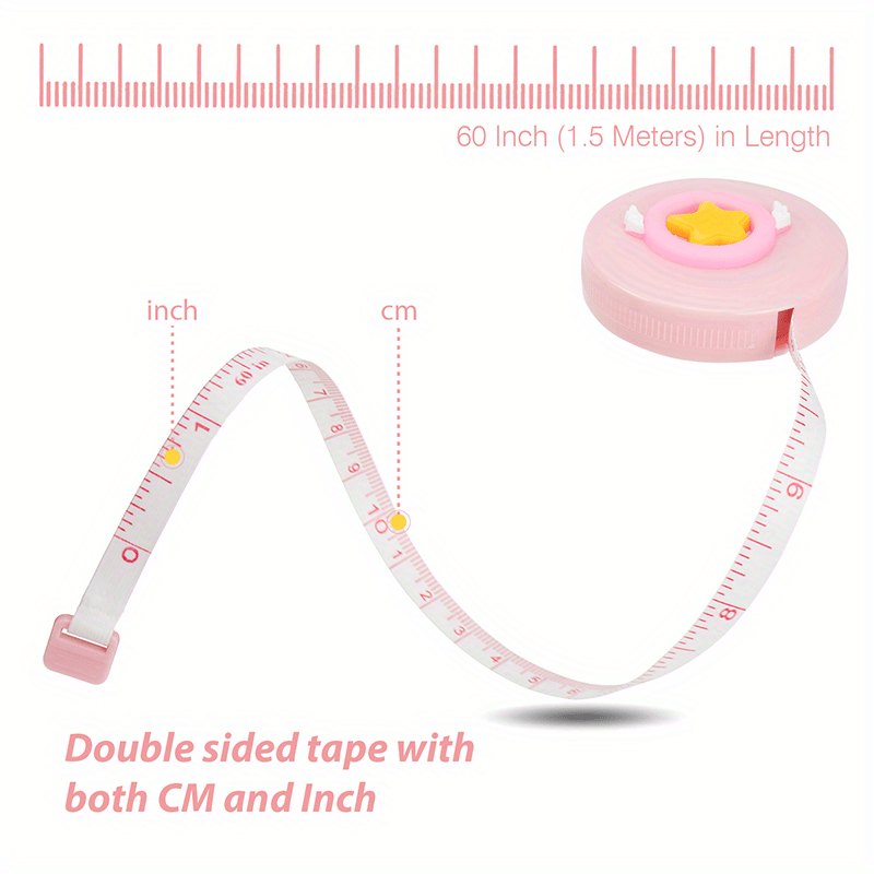 Soft Tape Measure 60-Inch 1.5 Meter Mini Cartoon Measuring Tape Cute, Pink Fruit | Harfington