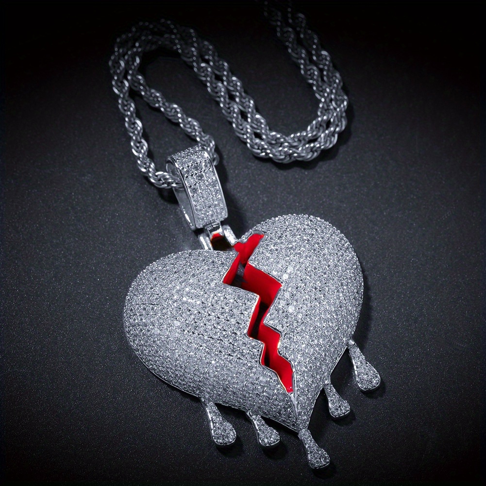 Men's Rhinestone Cracked Love No Love Pendant Hip Hop Necklace - Temu