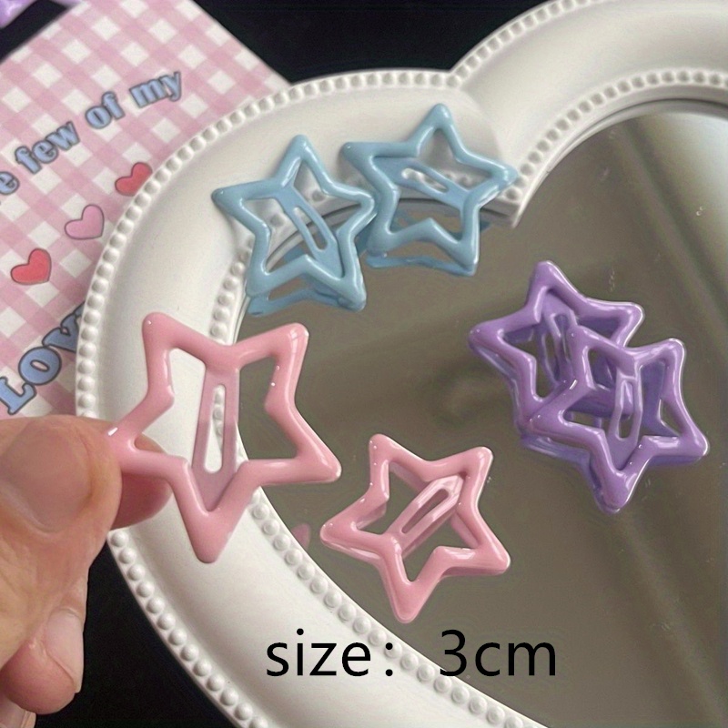 Y2k Star Hair Clips Pentagram Bb Clips Snap Closure Simple - Temu ...