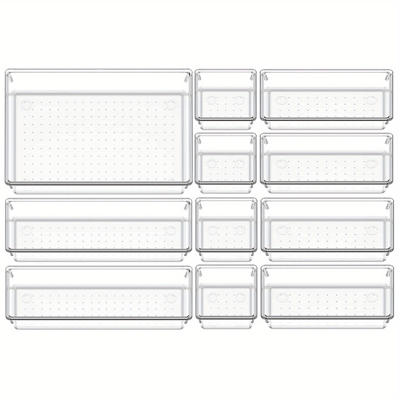 2 Sets 14Pcs Clear Plastic Drawer Organizer Storage Tray for Tableware  Cosmetic