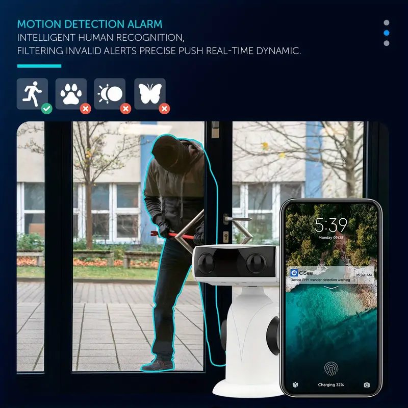 1pc wireless smart ir camera robot indoor outdoor wifi motion detection zoomable app remote remote night vision weatherproof ip66 waterproof multi way of mounting an theft camera details 7