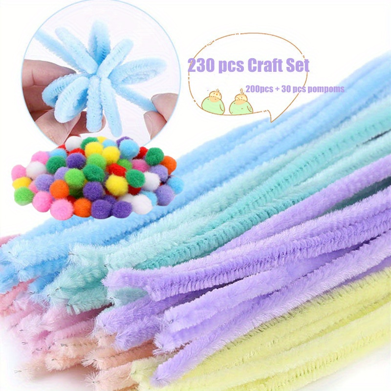 Craft Supplies Set: Macaron Colored Pipe Cleaners & Pom Poms - Perfect For  Diy Art & Craft Projects - Temu Czech Republic