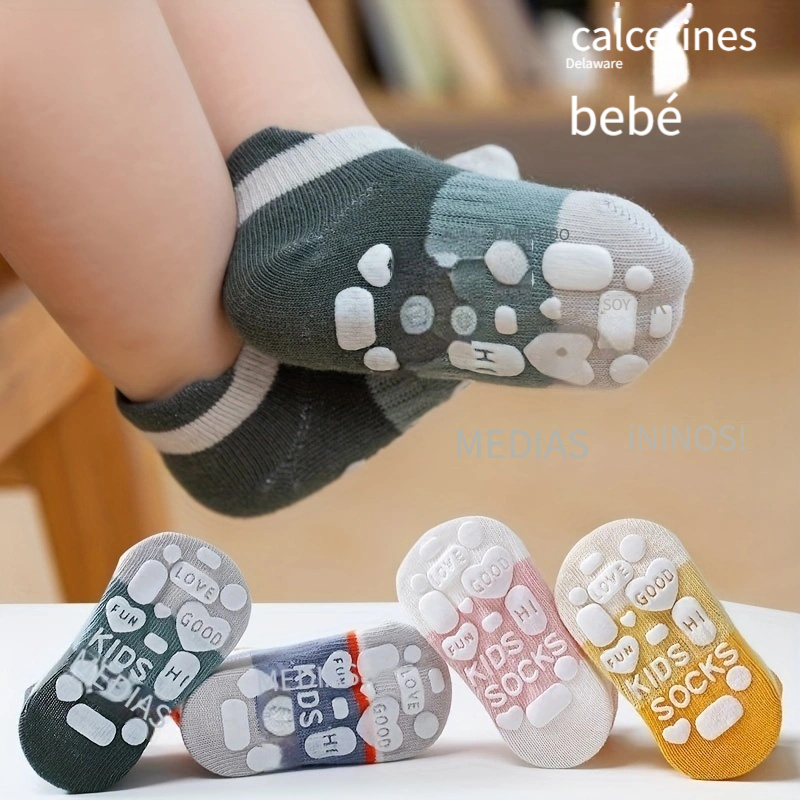 Calcetines Antideslizantes Algodón En Colores Variados Niños - Temu Mexico