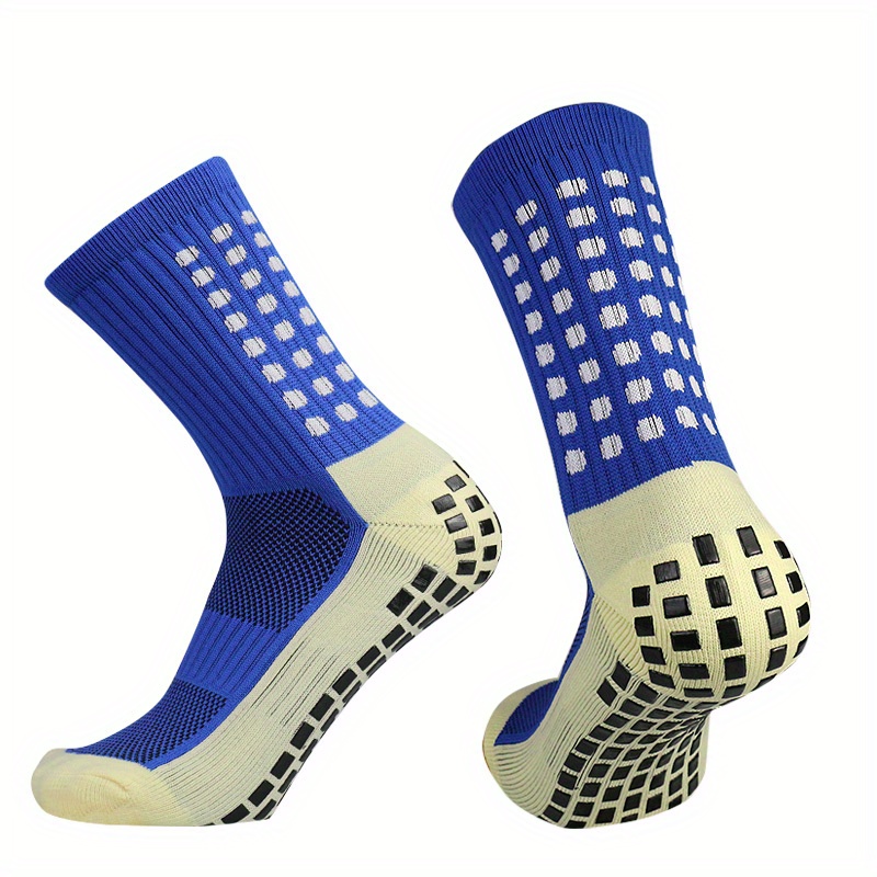 Breathable Spandex Plaid Pattern Soccer, Men's 1Pair Unisex Non Slip Outdoor Sports Football Basketball Cycling Bottom Soccer Socks for Running,Temu