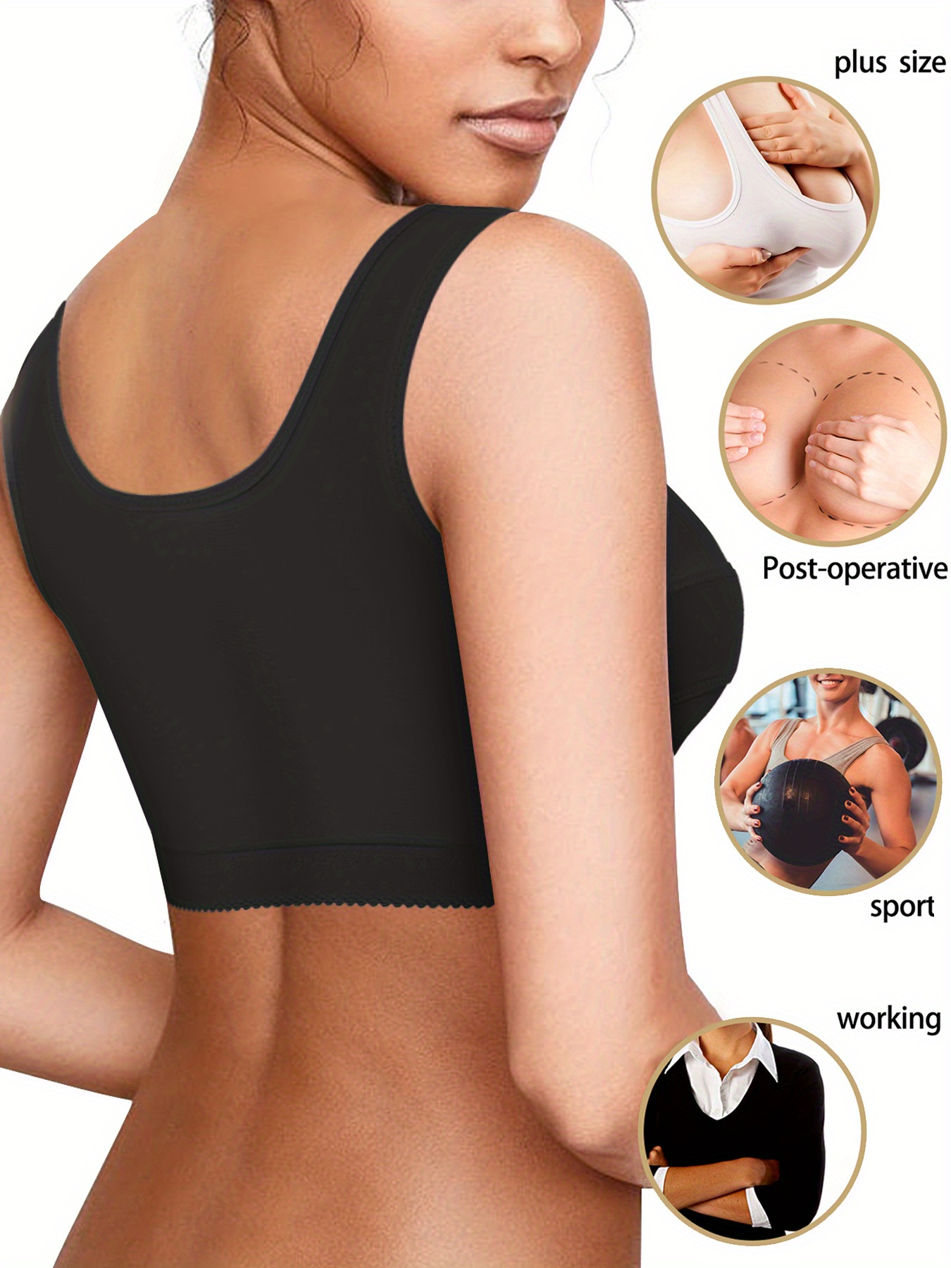 Post Surgery Front Buckle Bra, Comfy & Breathable Full Coverage Bra,  Women's Lingerie & Underwear