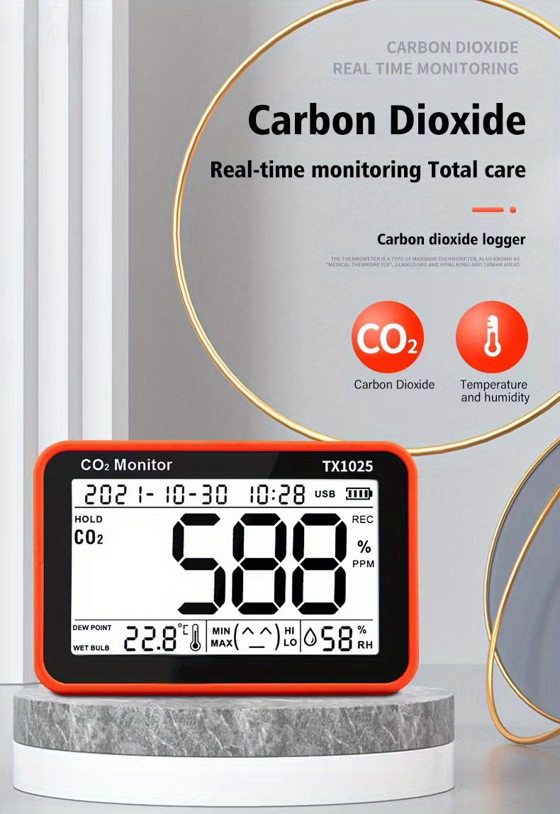3 in 1 Air Monitor CO2 Carbon Dioxide Detector Greenhouse Warehouse Quality  Temperature Humidity Fast Measurement - AliExpress