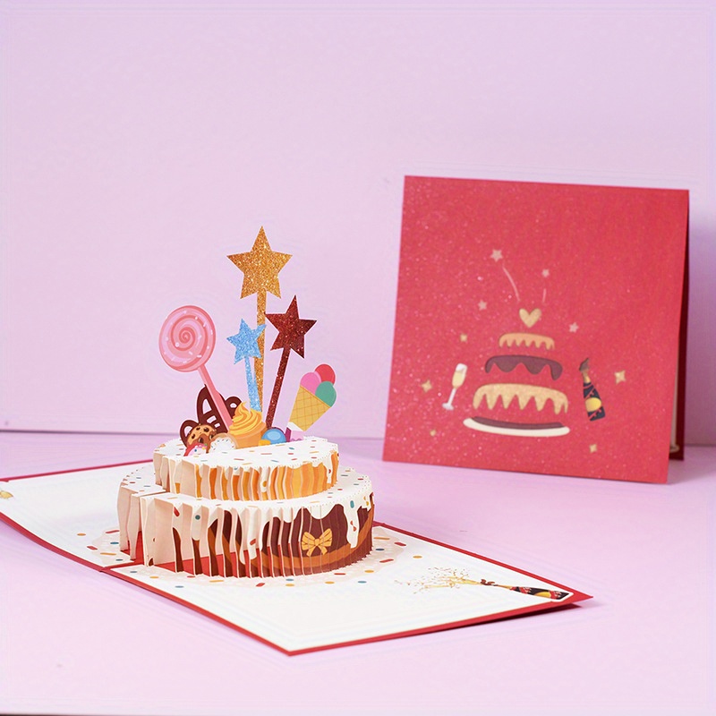 Birthday Stars Cake Happy Birthday 3d Greeting Card - Temu Australia