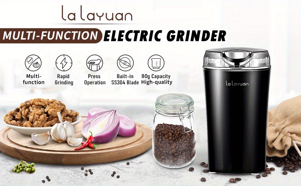 Coffee Bean Grinder Electric, Food Processor, Food Mixer, Powerful Spice  Grinder Electric, Grain Mills, Espresso Grinder Herb Grinder Coffee Grinder  For Spices,nuts,12 Cups, One Touch Push-button Control With Brush,coffee  Spoon,2 Blades 