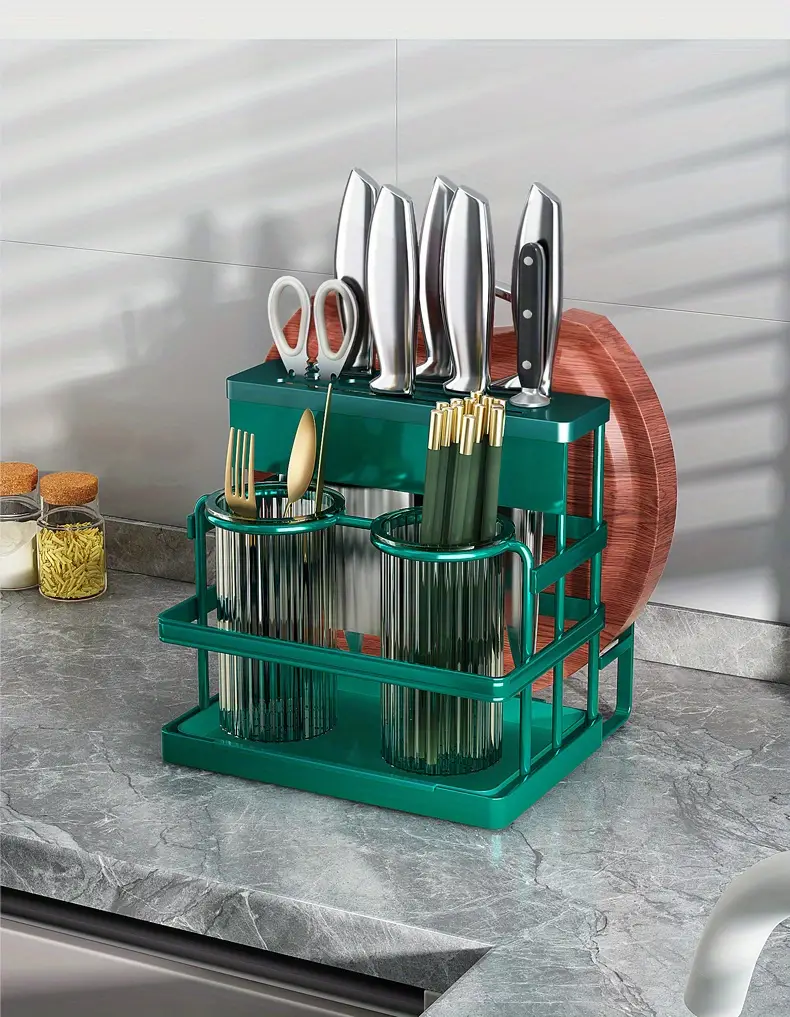 1pc kitchen knife holder cutting board rack cutting tools knife fork spoon holder wall mounted countertop integrated kitchen utensils storage and drainage kitchen accessories details 1