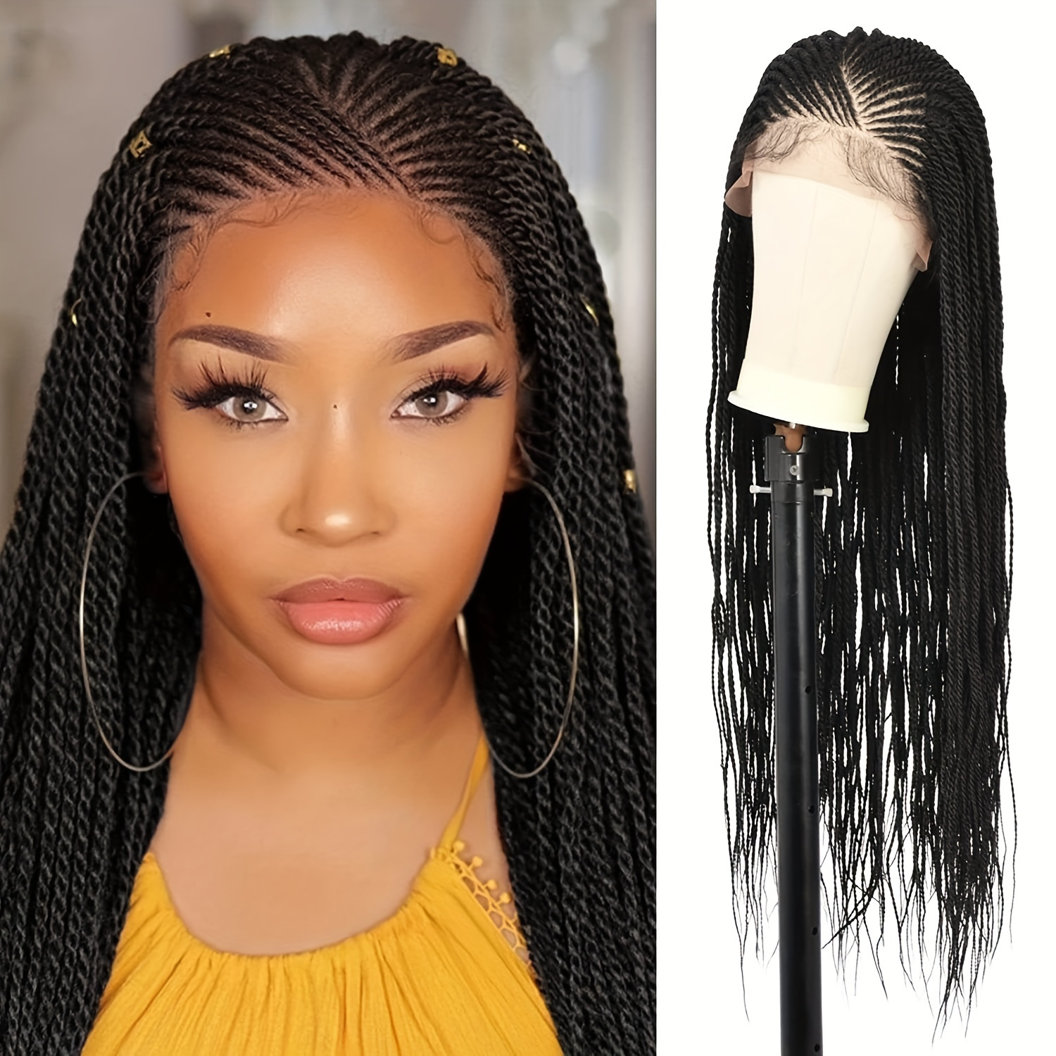 Knotless Long Box Braid Hair Wigs 13*4 Lace Front Hair Wigs Synthetic Fiber Braiding Hair Wigs For Women