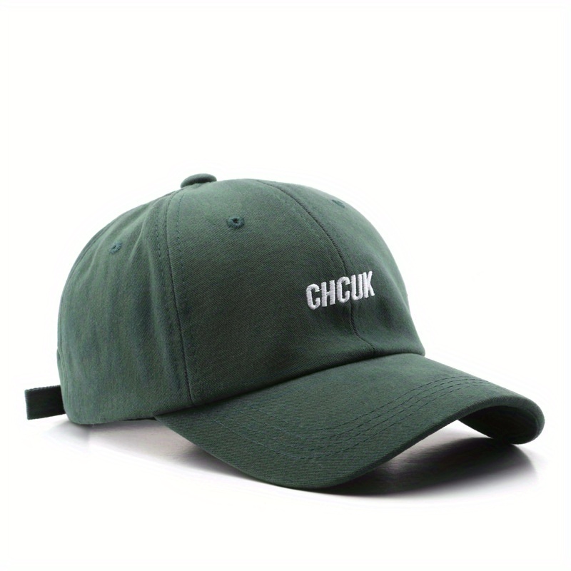 CHCUK Embroidery Cotton Baseball Cap Unisex Solid Block Couple Sun Hat