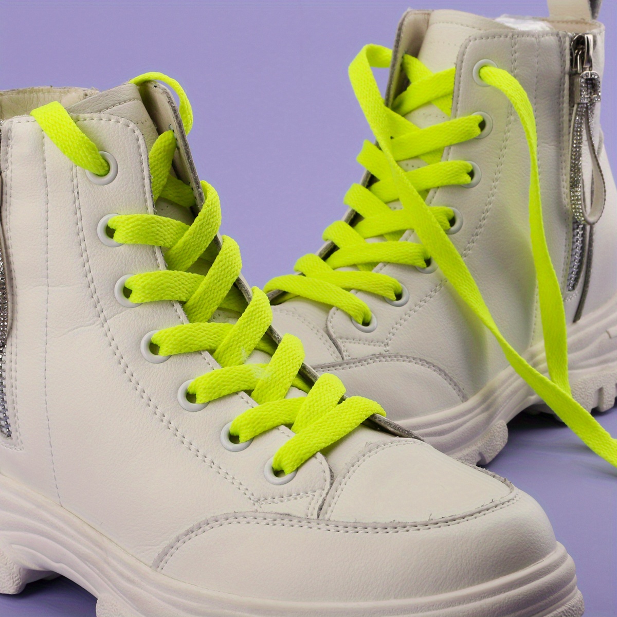 Flat Fluorescent Green Bright Shoelaces Sneakers Boots - Temu Canada