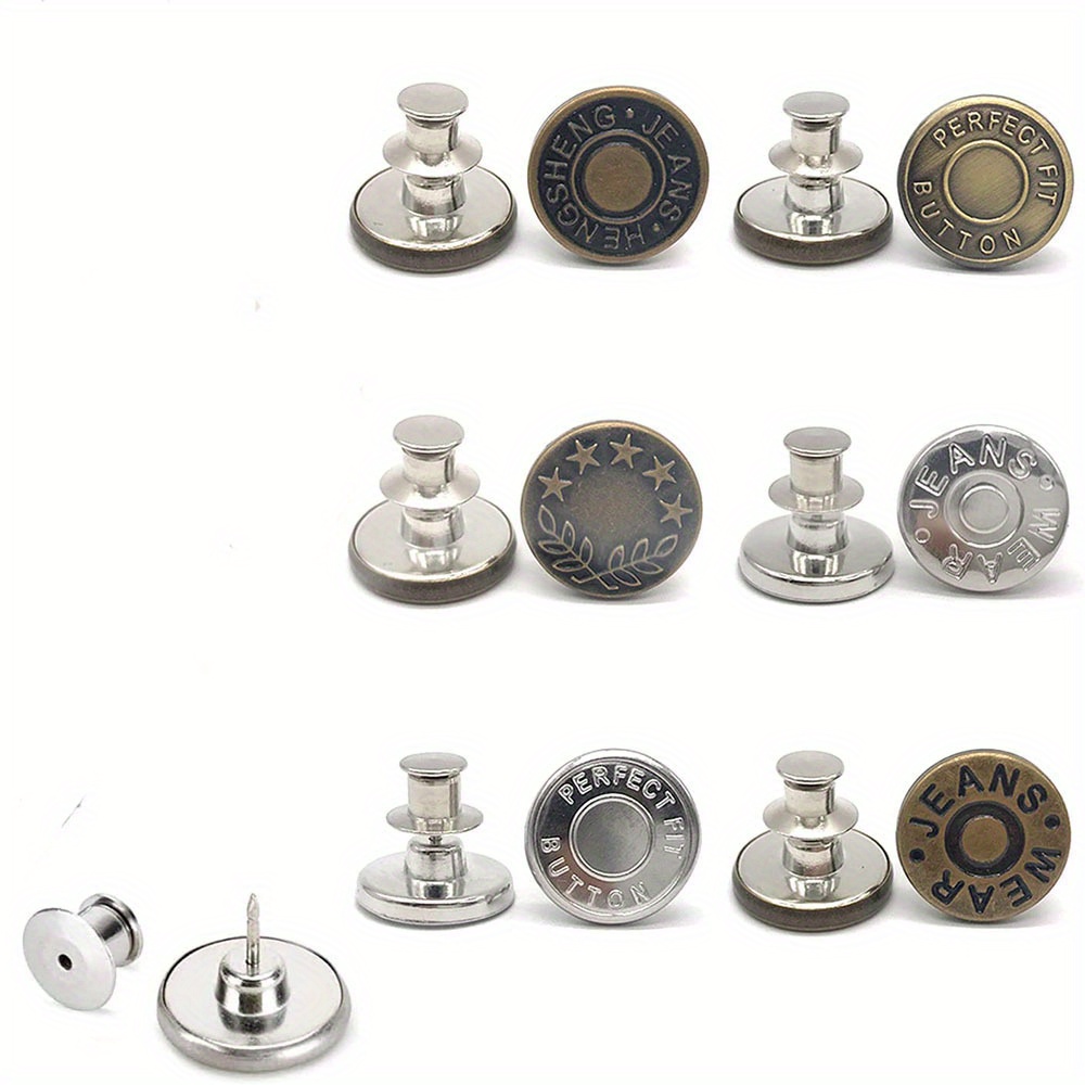 6pcs Adjustable Seam Button Pins for Jeans Sweater Suit