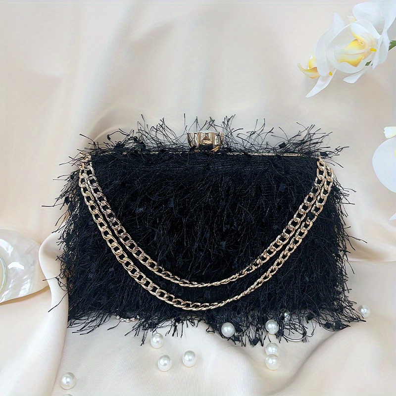 Solid Black Crystal Clutch Bags & Handbags for Women