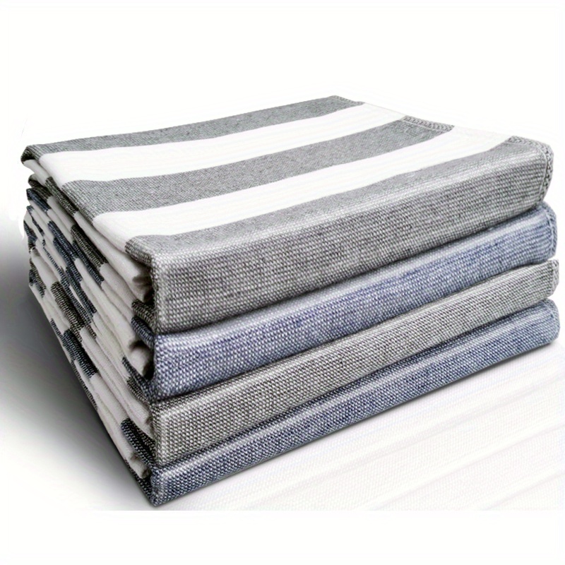 Kitchen Towels Set 4 Striped Dish Towels Absorbent Cotton Tea