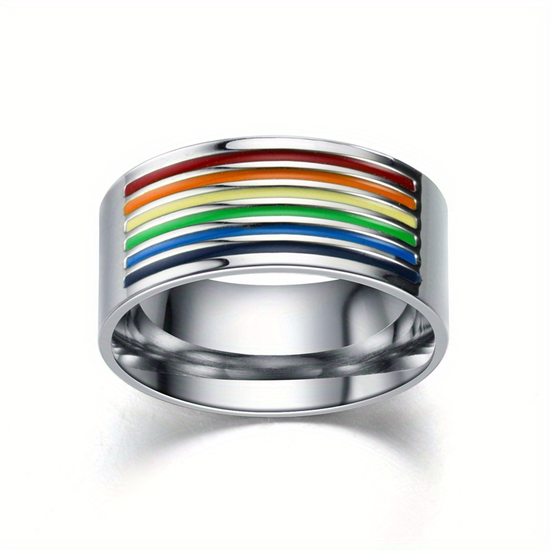 rainbow rings men trendy finger accessories anniversary - Temu