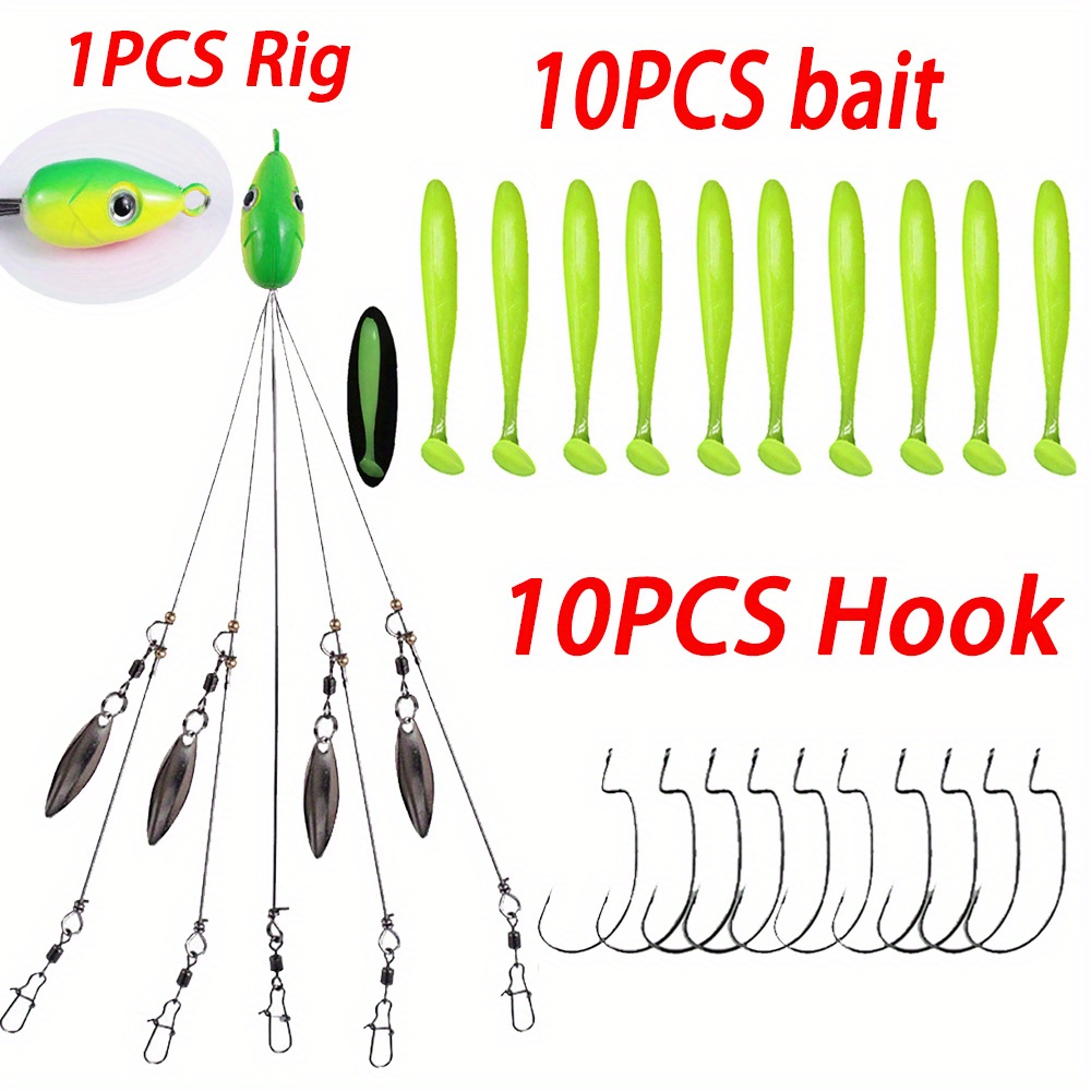 32pcs 5 Arms Alabama Rig Fishing Lure, Umbrella Rig with Spinner for Striper
