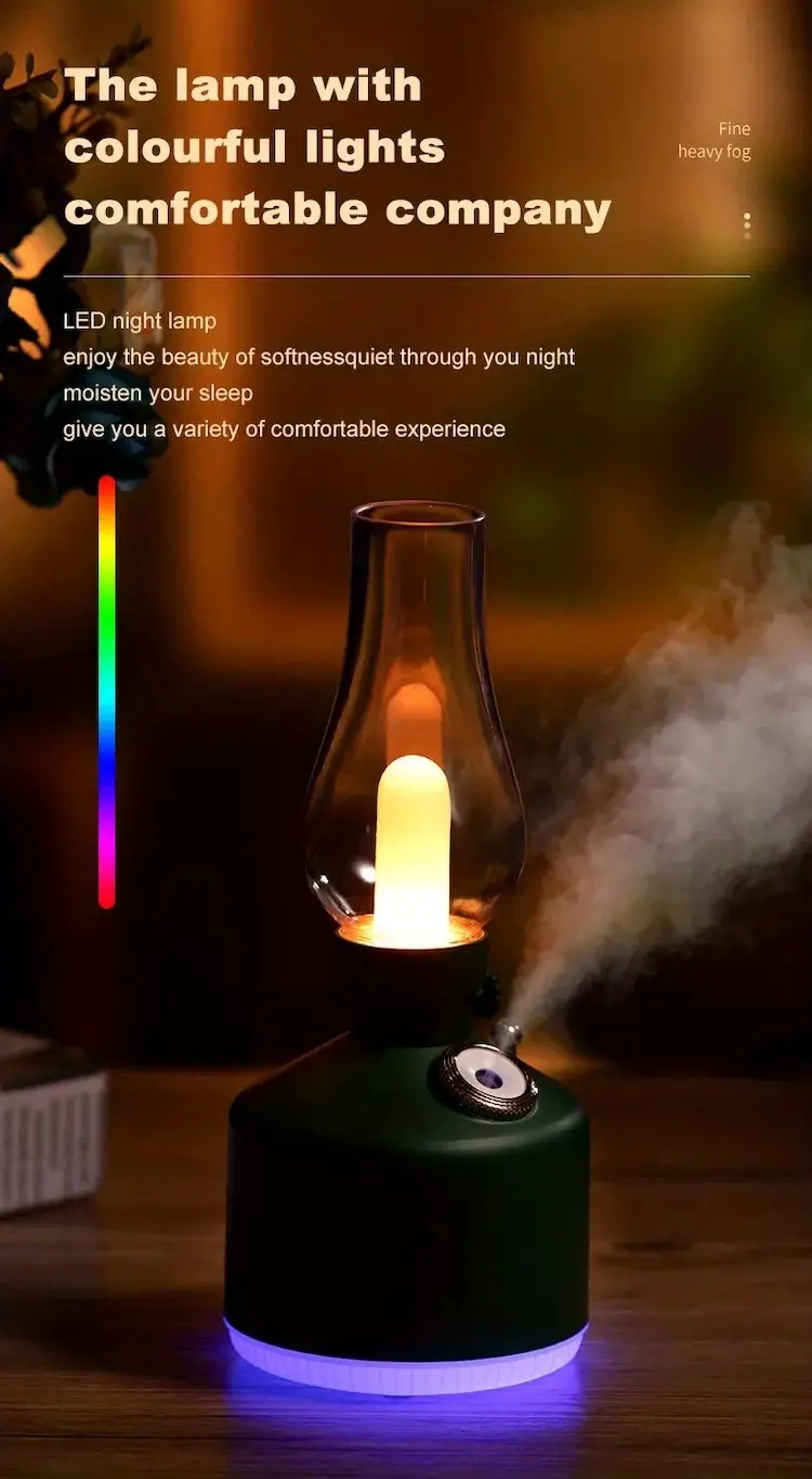 retro time light wireless humidifier small home silent bedroom office desktop night light charging aromatherapy machine details 5