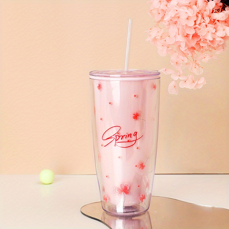 Starbucks Pink Cherry Blossom Gradient Mug With The Glass Straw