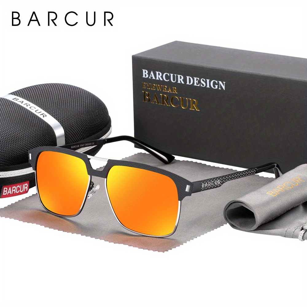 BARCUR Rectangle Polarized Sunglasses Driving Glasses Men Sun