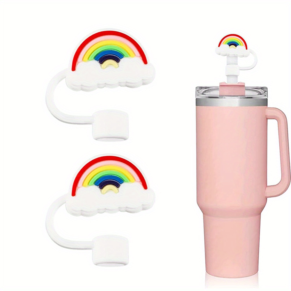 2pcs Silicone Stanley Cup Straw Topper Reusable Multi-color Dust