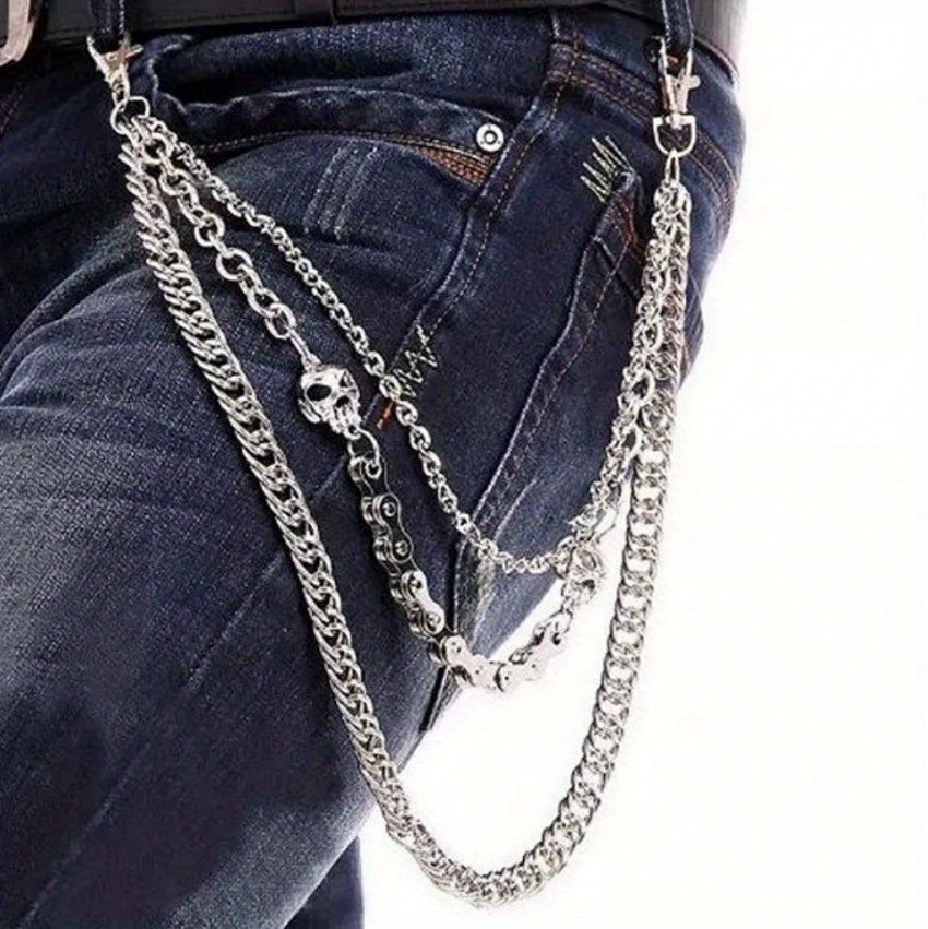 Punk Layered Chain Pants Chain For Men Trendy Hip Hop Hollow - Temu