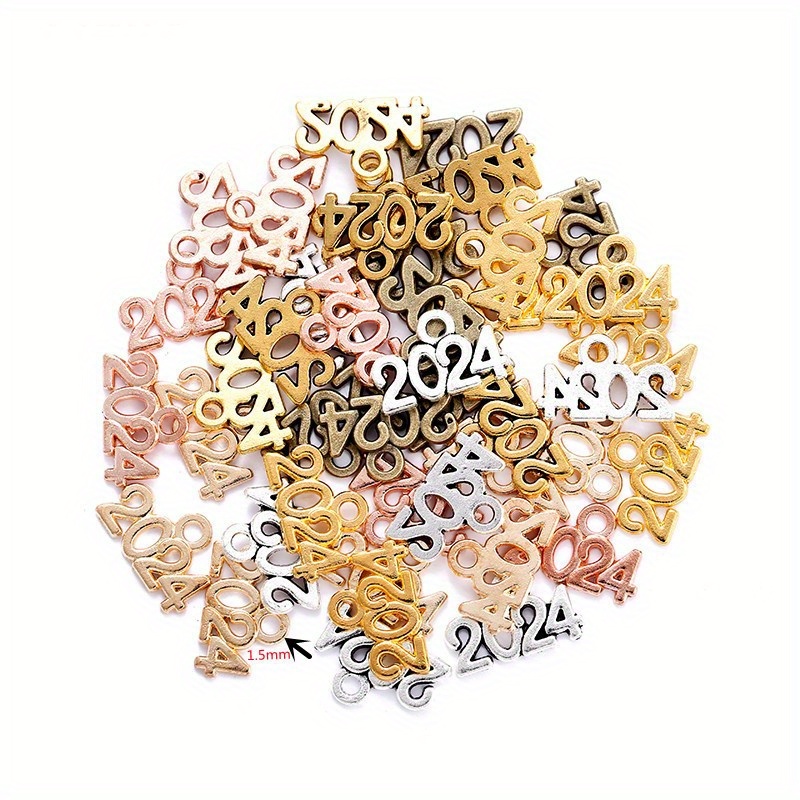 30pcs/pack 2024 Year Charms Alloy Year Pendant Graduation Charms, 2024 Graduation Tassel Charms, Graduation Gift Jewelry Making Craft Supplies, New