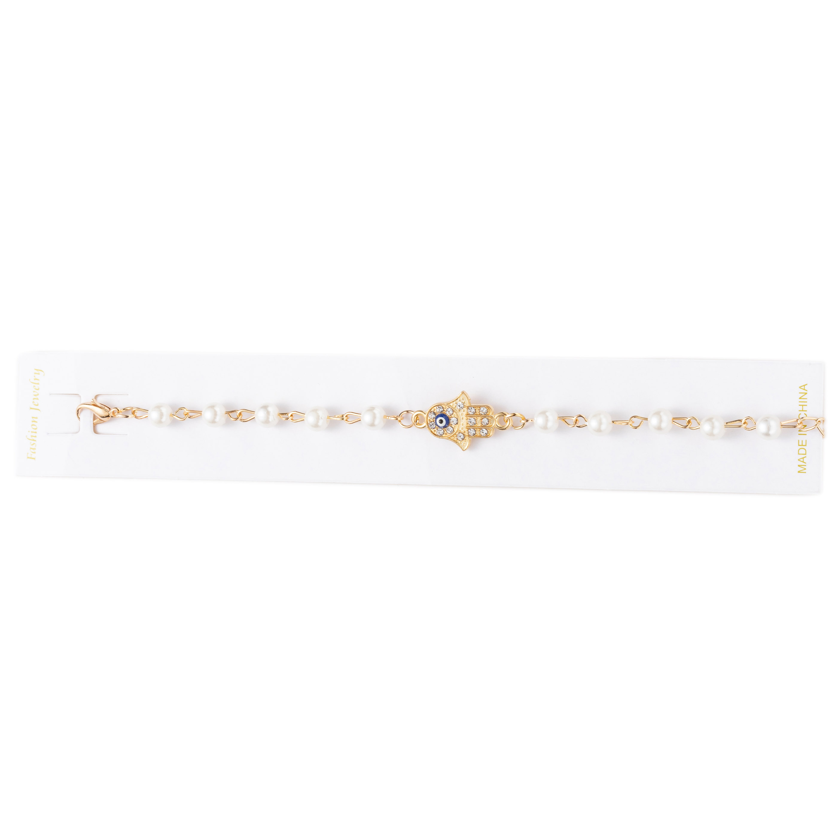 Stylish Golden Imitation Pearl Bracelet For Women Lucky Evil - Temu