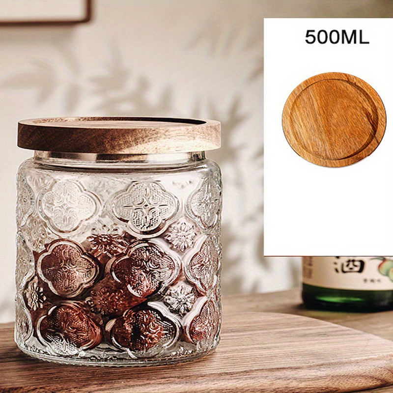 Large Sealed Glass Jar With Embossed Pattern And Lid Perfect - Temu