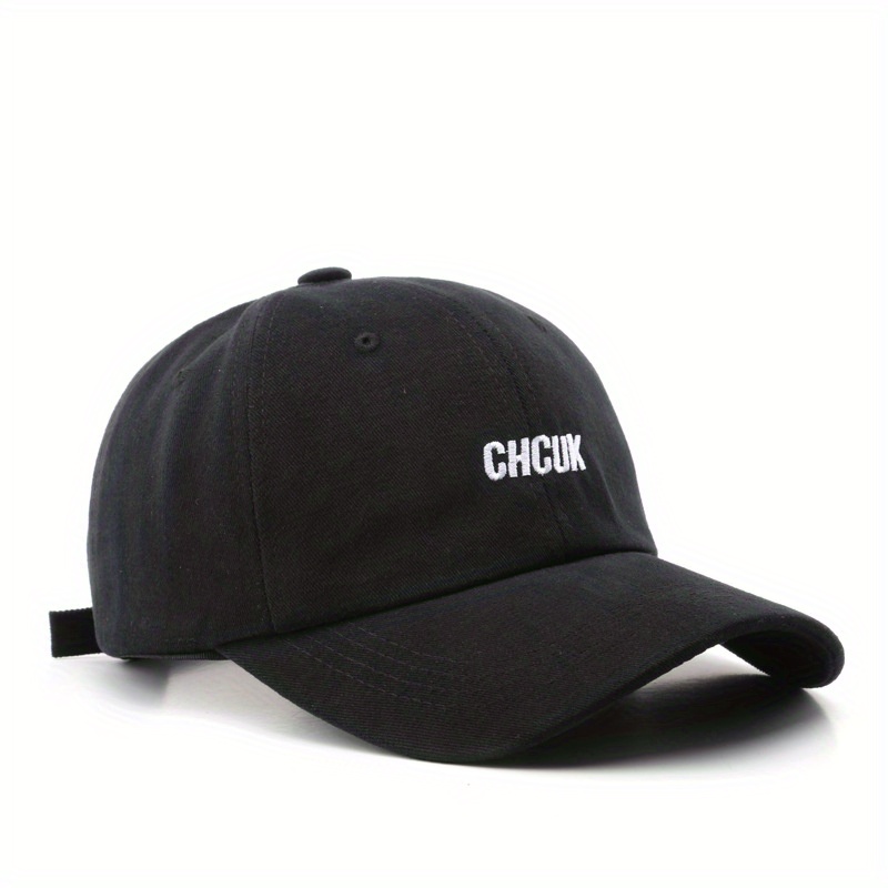 CHCUK Embroidery Cotton Baseball Cap Unisex Solid Block Couple Sun Hat