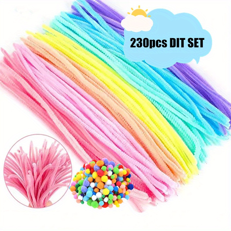 Craft Supplies Set: Macaron Colored Pipe Cleaners Pom Poms - Temu