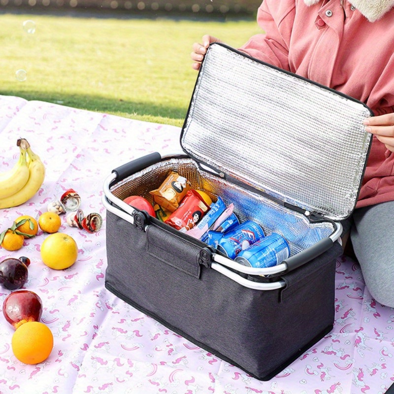 Insulated Oxford Cloth Lunch Bag With Zipper And Handle, Reusable Aluminum  Foil Lunch Box For Office Work School Picnic Beach, Leakproof Freezable  Cooler Bag For Teens/adults, Folding Picnic Basket - Temu